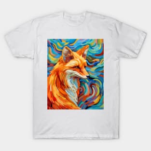 Spectrum Fox: Radiant Op Art Red Fox Design T-Shirt